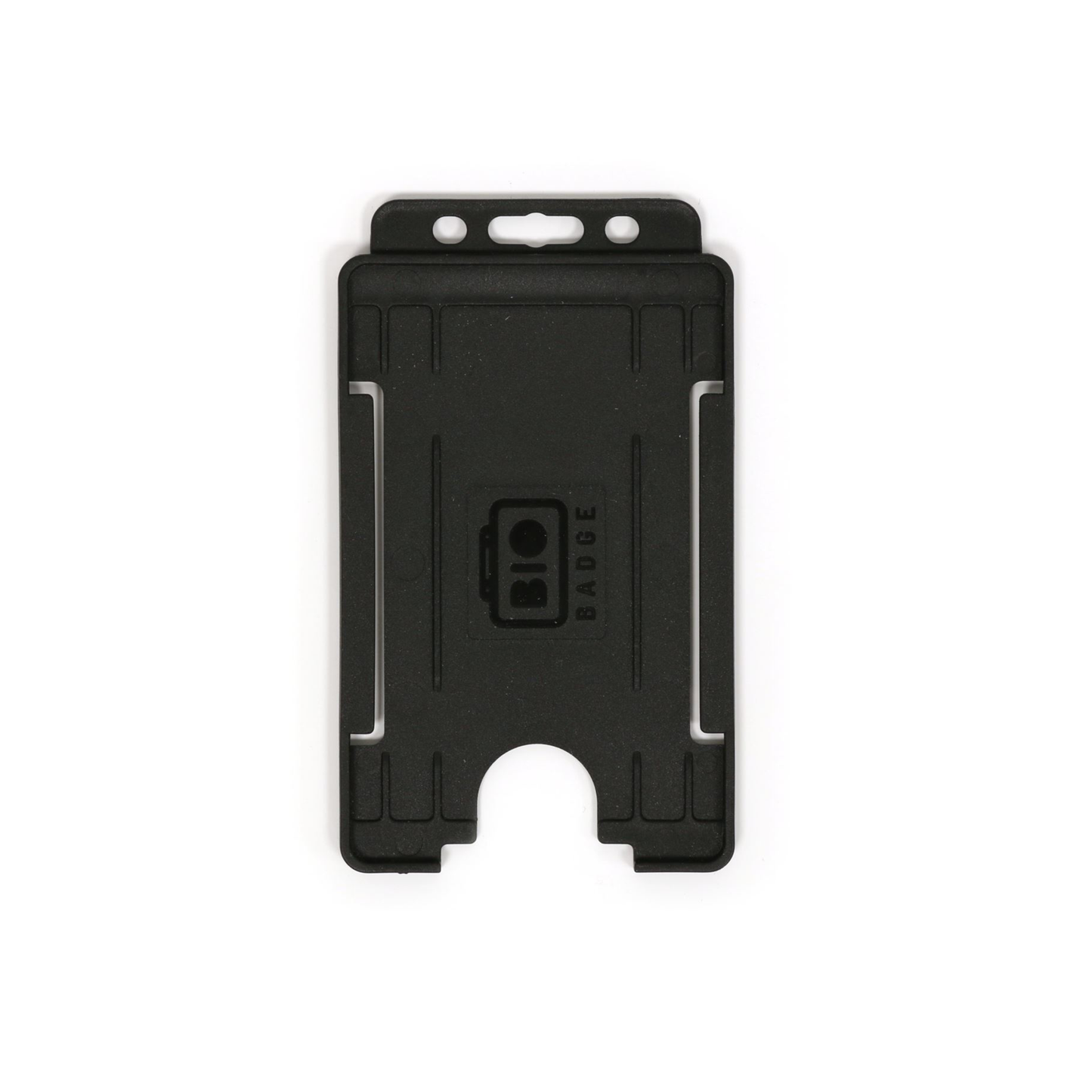PORTABADGE IN PVC RIGIDO VERTICALE APERTO CON ASOLA COLORE NERO
