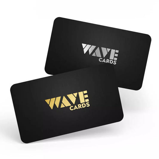 BIGLIETTI DA VISITA RFID NFC NTAG 13,56MHZ CONTACTLESS - VERSIONE NERO OPACO - CON LOGO ORO METAL E ARGENTO METAL (CON LA TUA GRAFICA PERSONALIZZATA)