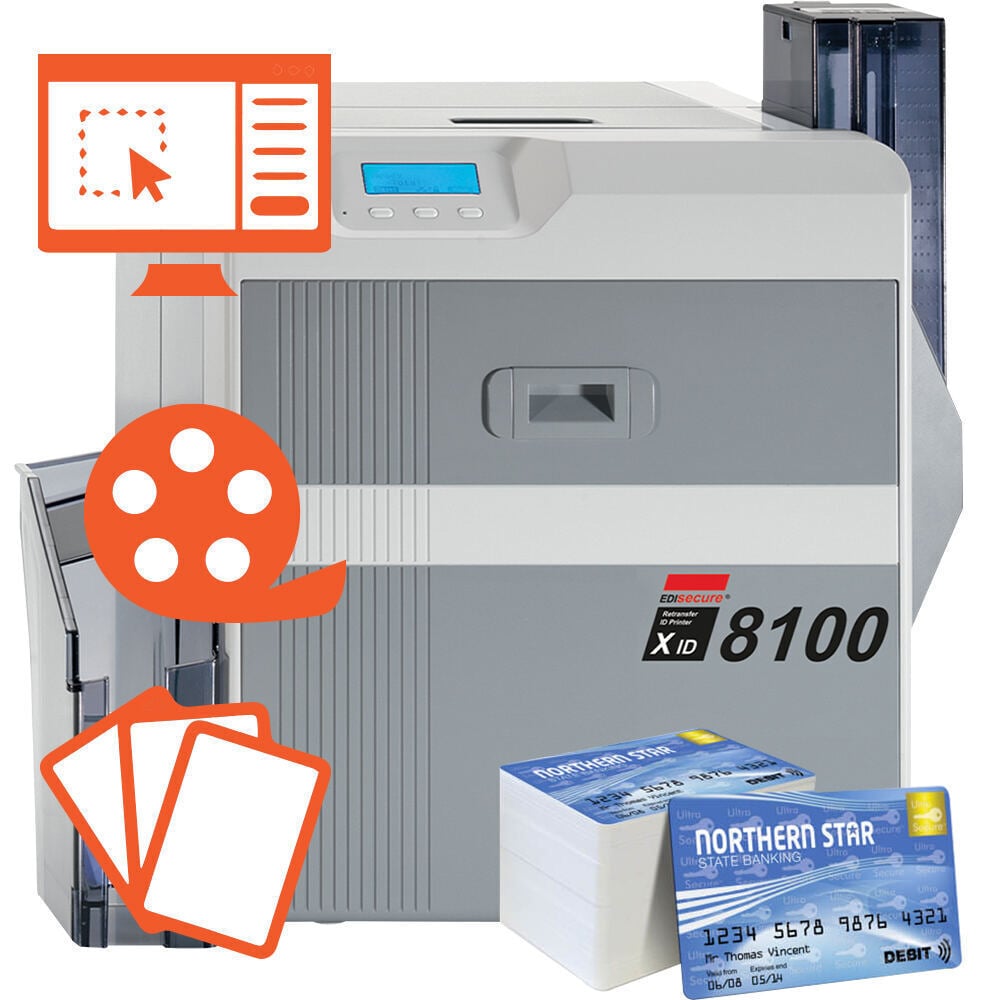 [STARTER KIT PER RICORDINI] MATICA XID8100 PLUS FRONTE RETRO + SET PER LA PRODUZIONE DI 1000 RICORDINI IN PVC