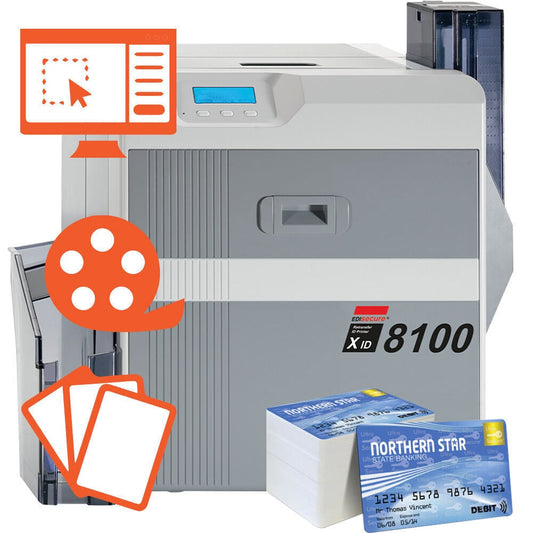 [STARTER KIT PER RICORDINI] MATICA XID8100 PLUS FRONTE RETRO + SET PER LA PRODUZIONE DI 1000 RICORDINI IN PVC
