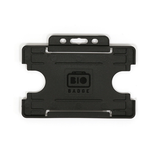 PORTABADGE IN PVC RIGIDO ORIZZONTALE APERTO CON ASOLA COLORE NERO