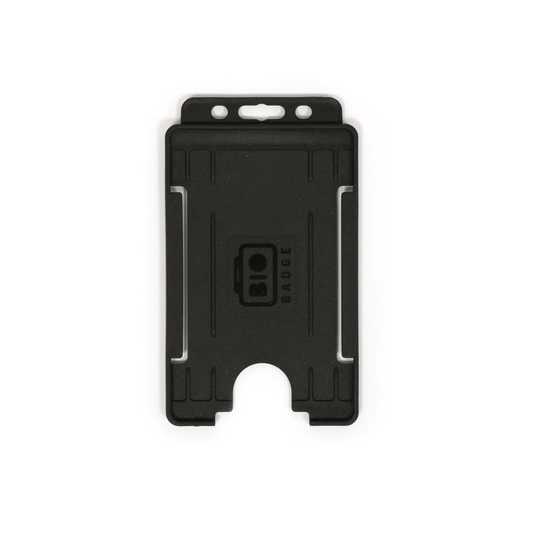 PORTABADGE IN PVC RIGIDO VERTICALE APERTO CON ASOLA COLORE NERO