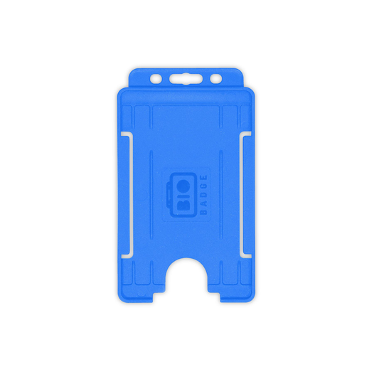 PORTABADGE IN PVC RIGIDO VERTICALE APERTO CON ASOLA COLORE AZZURRO