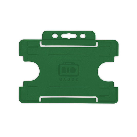 PORTABADGE IN PVC RIGIDO ORIZZONTALE APERTO CON ASOLA COLORE VERDE