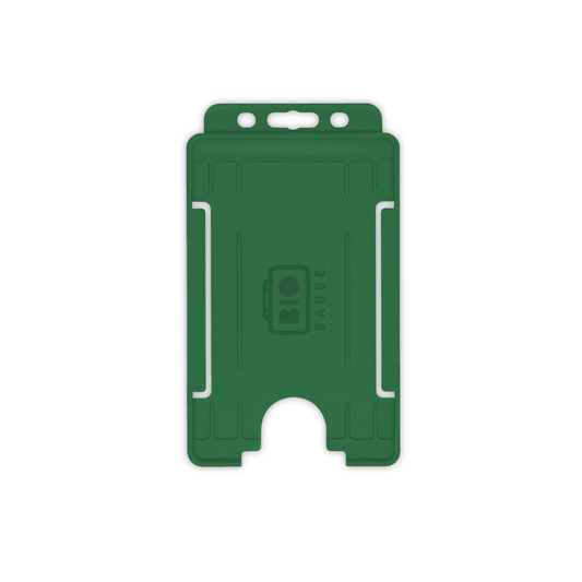 PORTABADGE IN PVC RIGIDO VERTICALE APERTO CON ASOLA COLORE VERDE