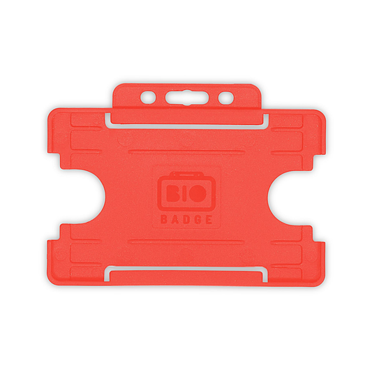 PORTABADGE IN PVC RIGIDO ORIZZONTALE APERTO CON ASOLA COLORE ROSSO