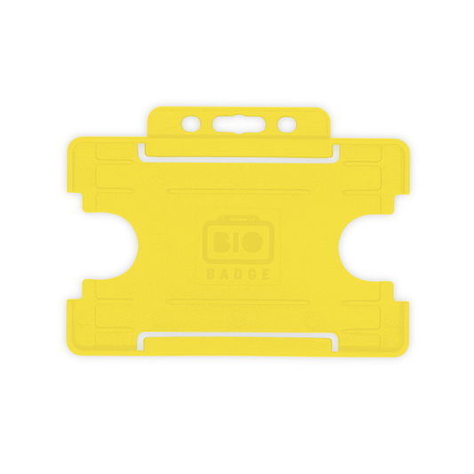 PORTABADGE IN PVC RIGIDO ORIZZONTALE APERTO CON ASOLA COLORE GIALLO
