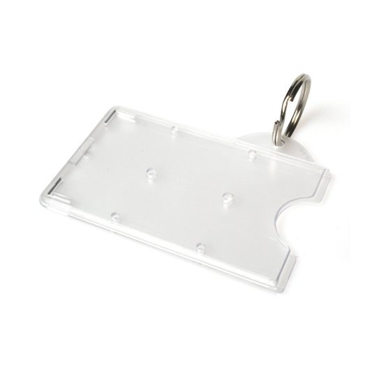 PORTABADGE IN PVC RIGIDO CON ANELLO PORTACHIAVI