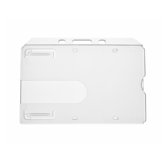 PORTABADGE IN PVC RIGIDO ORIZZONTALE APERTO CON ASOLA + ESTRATTORE