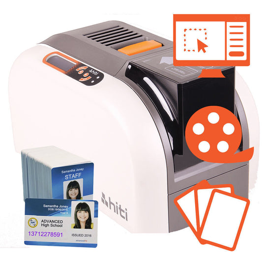 HITI CS200 CARD PRINTER + SET PER LA PRODUZIONE DI 400 CARD PVC A COLORI