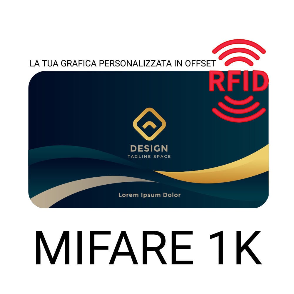 CARD RFID MIFARE 1K 13,56MHZ ISO14443 PRESTAMPATE OFFSET FRONTE RETRO 4+4 (CON LA TUA GRAFICA PERSONALIZZATA)
