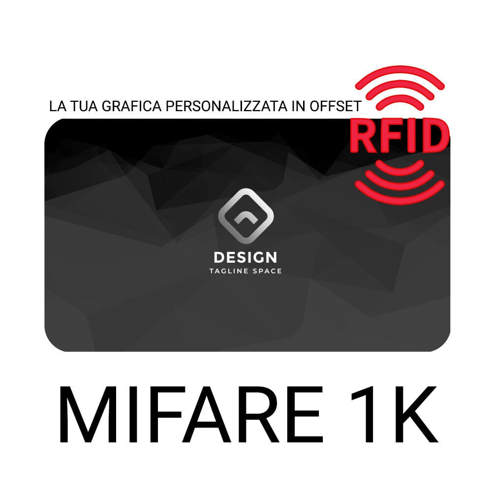 CARD RFID MIFARE 1K 13,56MHZ ISO14443 PRESTAMPATE OFFSET FRONTE RETRO 4+4 (CON LA TUA GRAFICA PERSONALIZZATA)